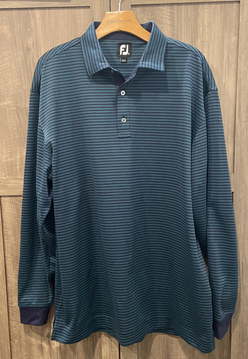 FootJoy FJ XL Pullover Top Golf Long Sleeve Polo Shirt Blue Green