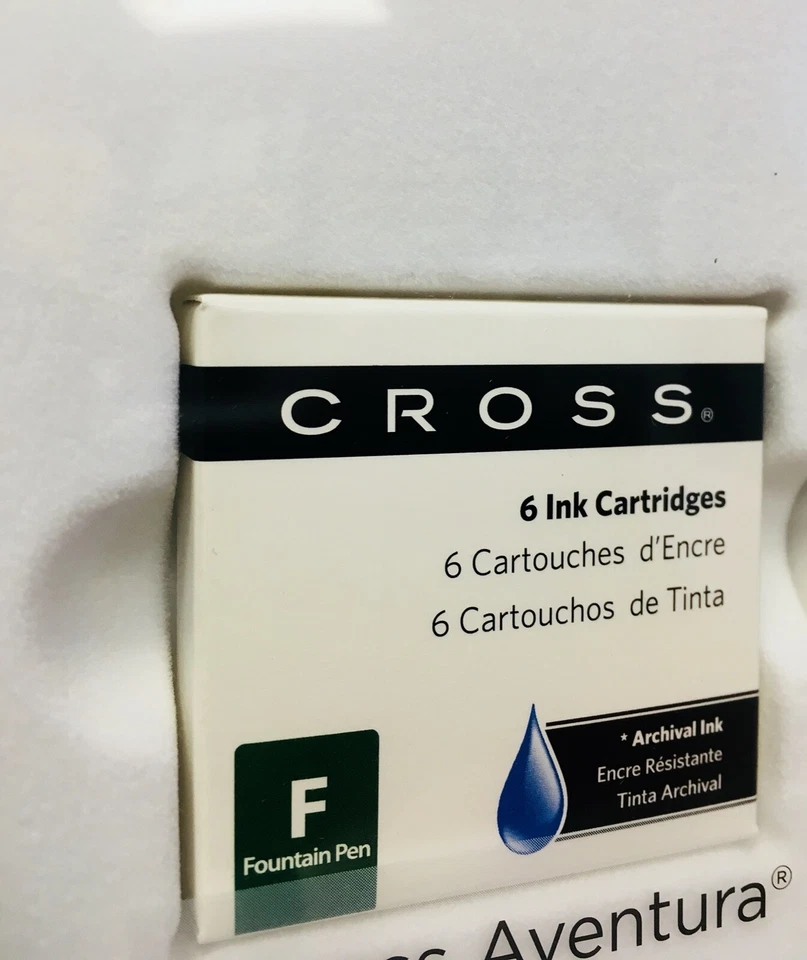Cross Aventura Black "M" Nib Fountain Pen with 6 Free Blue Ink Cartridges - Image 2 of 3