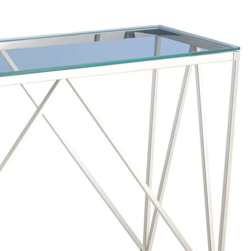 Smoked Glass & Chrome Console Table Brand New Home Furnishings Free Shipping New - Picture 3 of 5