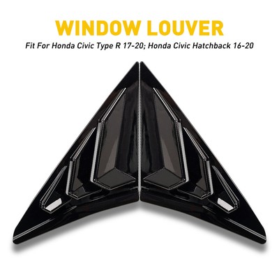2X Rear Window Side Vent Cover Louver For Honda Civic Type R Hatchback 2017-20