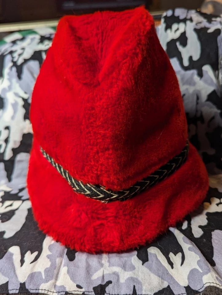 Gorra de invierno North King roja de la década de 1960 banquero de plumas orejeras alpinas talla L sombrero Foto 4 de 4