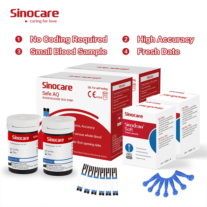 Safe-AQ Smart 100pcs tiras reactivas medidor de glucosa en sangre para diabetes