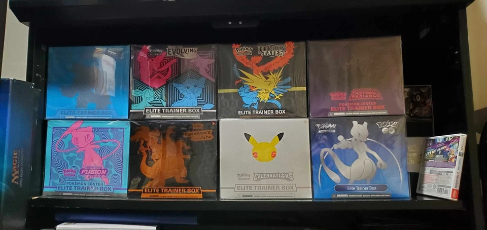 Pokemon Elite Trainer caixa ETB protetor plástico compatível com chamas fantasmas 5 peças