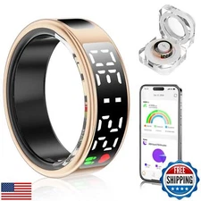 Evelame Smart Ring Health Tracker with Display Screen and Touch Button, Bluet