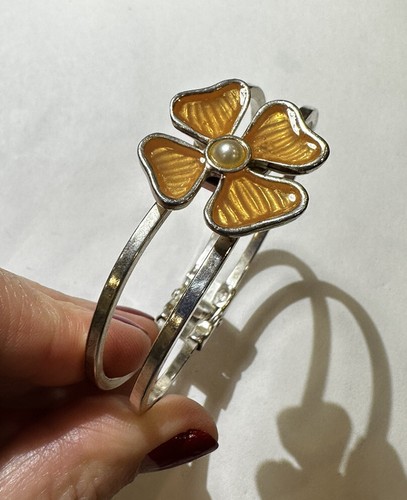 Anne Klein Ak Grob Kleeblatt Blume Guilloche Emaille Perle Armband DB5 - Bild 2 von 8
