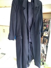 Jaeger 100% Cashmere Belted Coat Navy Blue Great Britain Size 8 1970’s