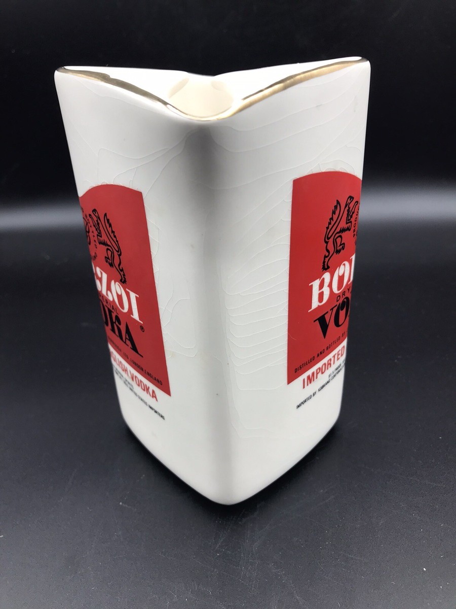 Vintage Borzoi Dry Imperial Vodka White Ceramic Pitcher Bar Jug