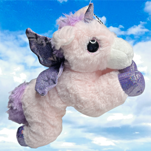 NEW Flying Unicorn Wings Plush Stuffed Animal Soft Toy Pink Iridescent Lovey - Picture 12 of 12