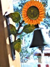 Metal THINK SPRING Sunflower Hanging Dinner Bell