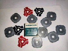 Lot of 9 Vintage Webster Chicago Corp Metal Adapters 45 RPM Records + 4 Plastic