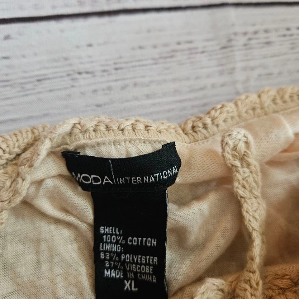 Maxi Vestido Y2K Moda Internacional Halter Crochet Beige Mujer XL Algodón Foto 4 de 4