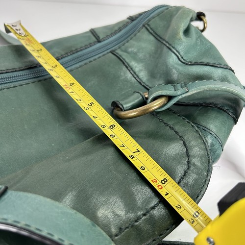 Fossil Vtg Green Leather Satchel Top Handles Shoulder Strap Crossbody Bag - Picture 11 of 12