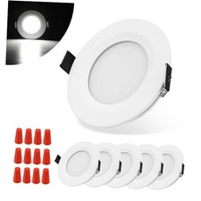 RV Ceiling Recessed Light 12V, LED RV Puck Light, Ultra Cool White/6 Pack White