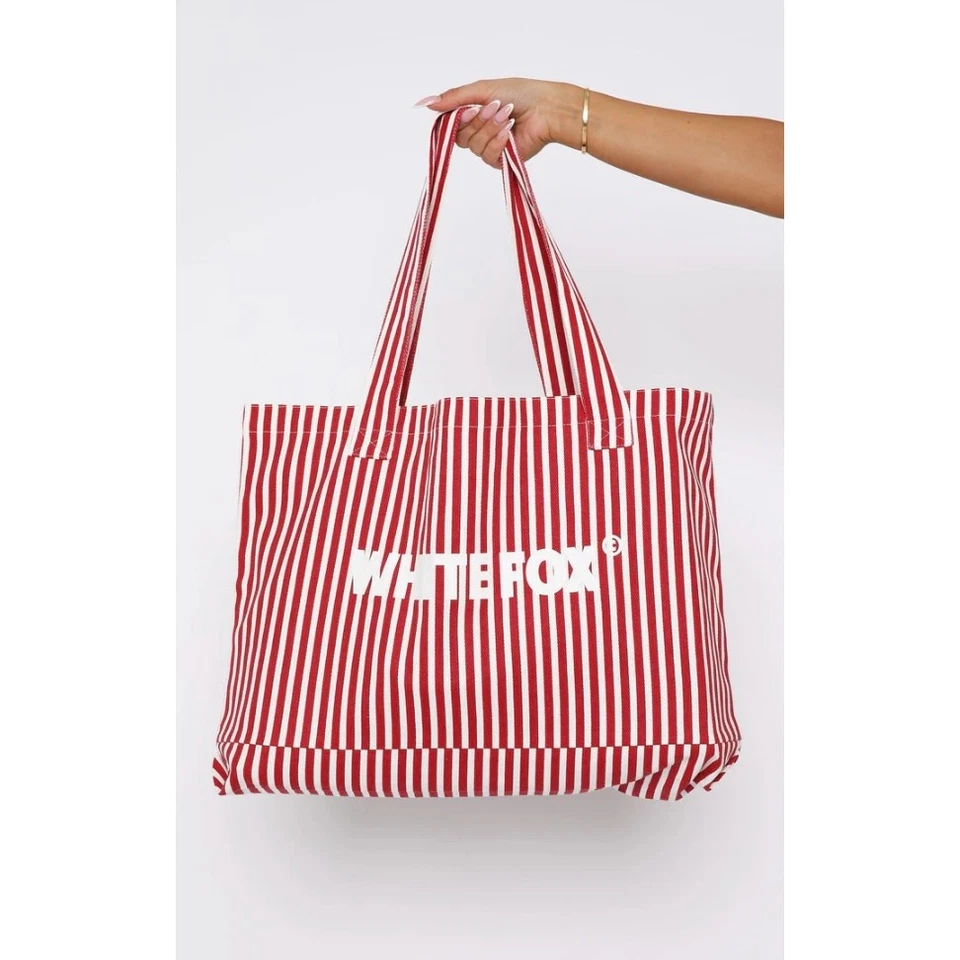 Новый с Ярлыками белый Fox прямые линии сумка с короткими ручками красная полоса - Изображение 3 из 4