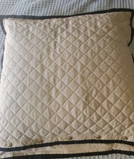 Ralph Lauren CHARLESTON Black and Tan Chino Quilted EURO Sham W/RL Pillow