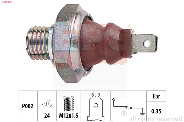 Interruptor de presión de aceite 1.800.026 EPS para BMW, CHRYSLER, MERCEDES-BENZ, PUCH, INTELIGENTE, VW
