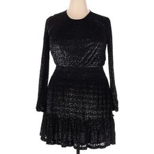 NWT Michael Kors Black Animal Print Velvet Burnout Smocked Dress SIZE XL $155