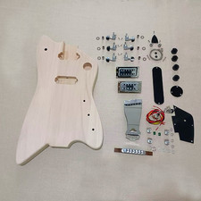 6 String DIY Electric Guitar Kit Mahogany Body Rosewood FB Set In Wood Bridge