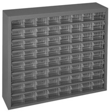 Durham 317-95, 64 Bin Plastic Drawer Cabinet, 25.88"W x 21.38"H x 6.38"D