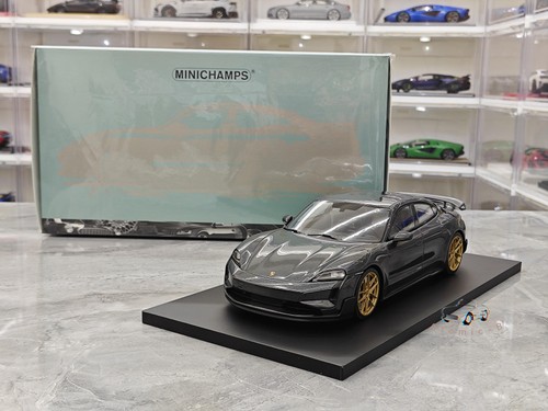 Minichamps 1:18 2024 Porsche 911 TAYCAN TURBO GT Gray unopenable Car Model - Picture 16 of 16