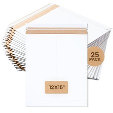 Rigid Mailers 12" x 15" 25-Pack Cardboard Envelopes for Photos Artwork