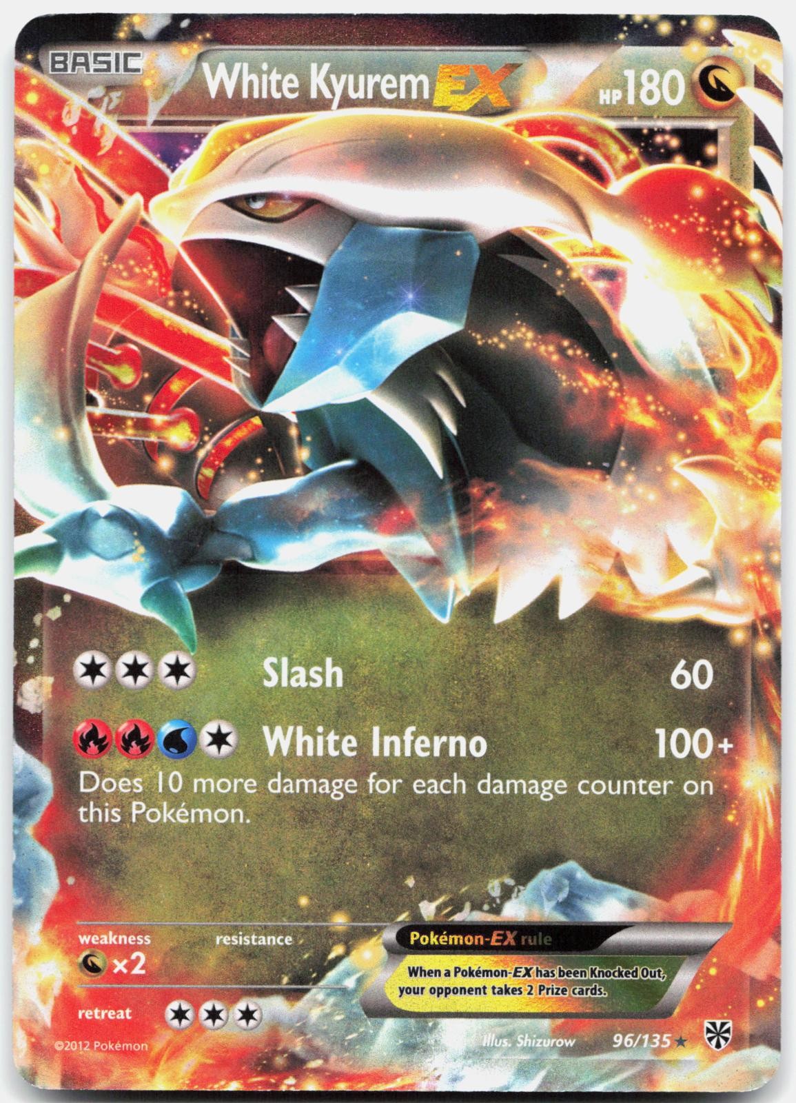 White Kyurem EX 96/135 Holo EX Rare Plasma Storm Pokemon Near Mint