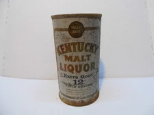 KENTUCKY MALT LIQUOR "FULLY AGED" FLAT TOP BEER CAN~FRANK FEHR, LOUISVILLE, KY