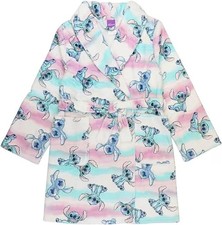 Disney Lilo  Stitch Girls Soft White Rainbow Robe House Coat Pajama 4