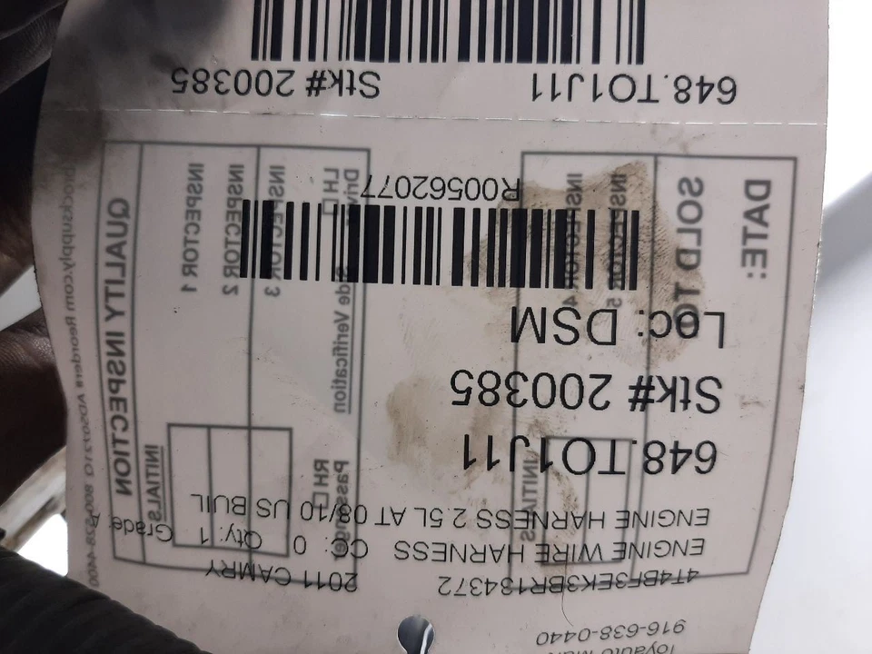 Toyota Camry 2011 arnés de motor 2,5 L a 08/10 construcción en Estados Unidos Foto 4 de 4