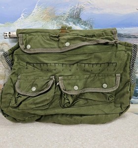 Vintage Green 12" x 15" Fishing Creel With Multiple Compartments And 12" Ruler