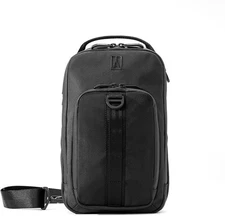 Travelpro Altitude Crossbody Full-grain leather touch points compartments Black