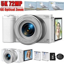 5K Digital Camera with 6XOptical Zoom Autofocus Vlogging Camera for YouTube 64GB
