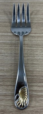 Yamazaki CELINE Gold Shell Large Serving Fork Stainless Flatware Japan