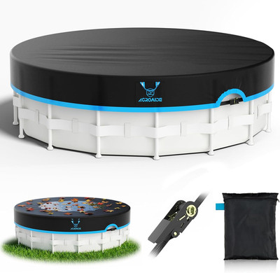 16 Foot round Winter Pool Cover, Upgraded Seamless Side Design with Ratchet Tie