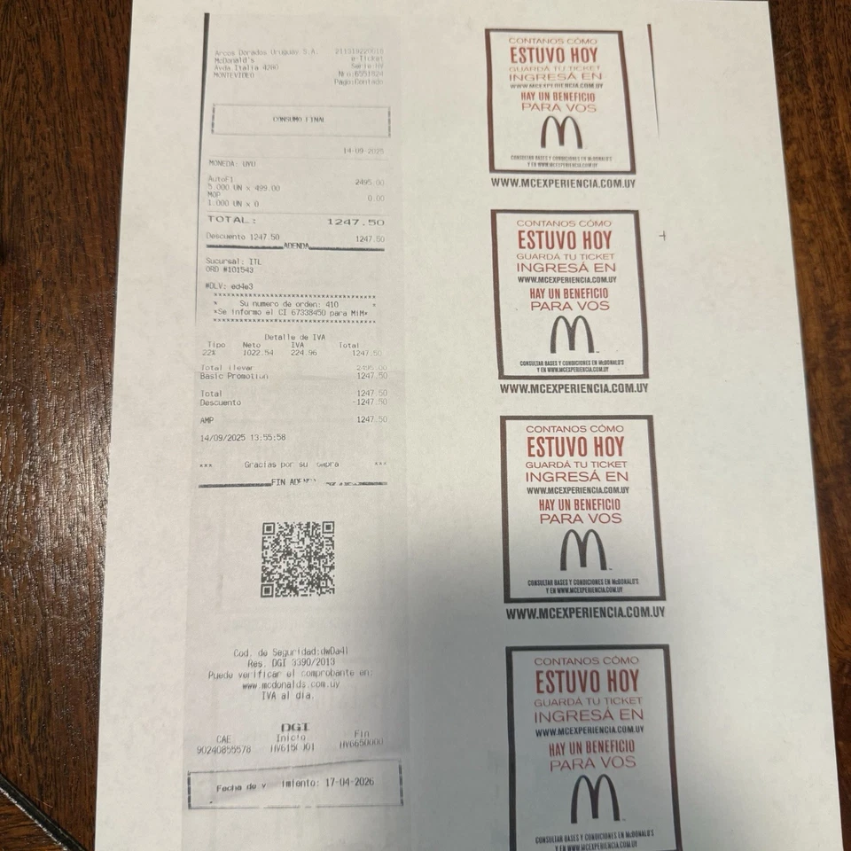 Fórmula 1 2025 filme McDonald’s carro de F1 vermelho 1/43 Uruguai cópia de recibo original - Imagem 4 de 4