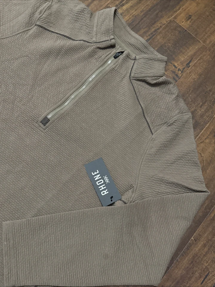 NWT Rhone Tribeca Tech 1/2 Zip Chocolate Chip Textured Pullover Men's XL. D4 - Image 4 of 4