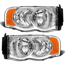 Headlight Assembly Compatible with 2002-2005 A-Chrome Housing Amber Reflector
