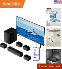 7.1ch Sound bar with Wireless Subwoofer, Virtual Surround Sound System for Sm...