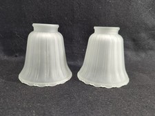 Pair Vintage Frosted Glass Hanging Pendant Pan Light Shades