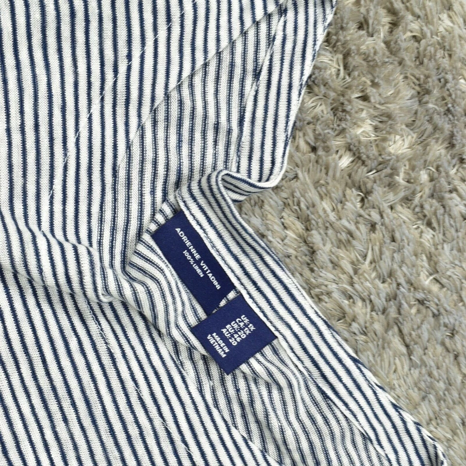 Blusa Top Adrienne Vittadini Para Mujer Talla Grande 1X Manga 3/4 Azul Rayas Lino Foto 4 de 4