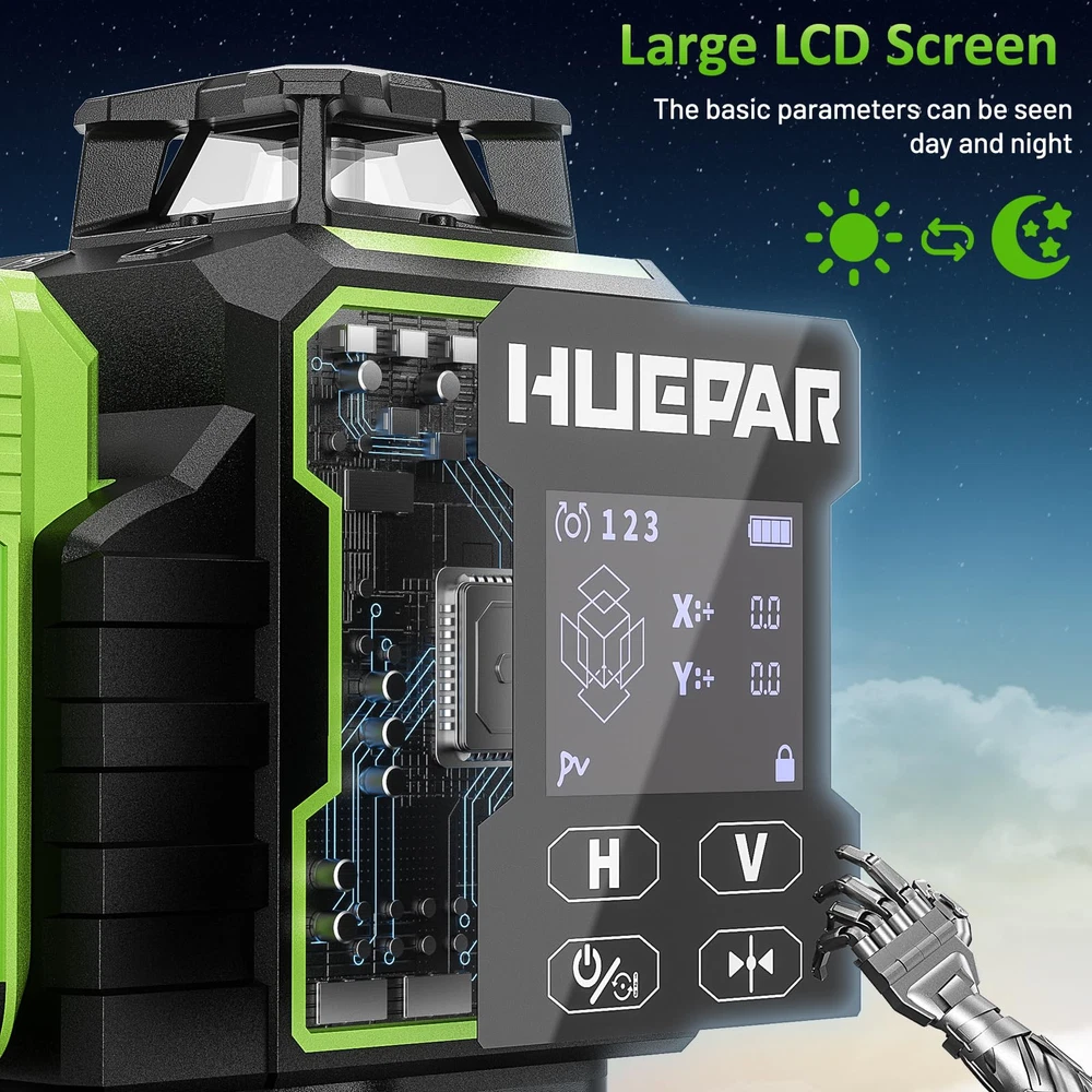 Huepar W04CG Laser Level 360 Self Leveling, 4x360° Bluetooth Laser Level with...