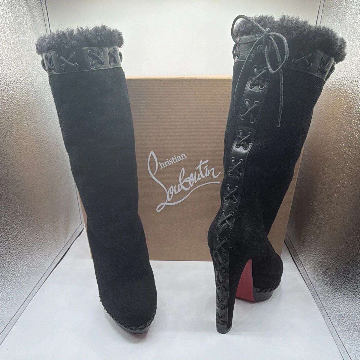 Christian Louboutin スエード ロングブーツ 黒 39 25+ Christian Louboutin Suede Boots for Women for sale | Updated