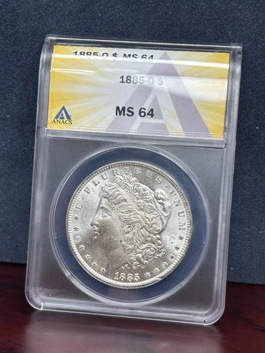 1885-O Morgan Silver Dollar ANACS MS64 Fantastic Cartwheels Brilliant White