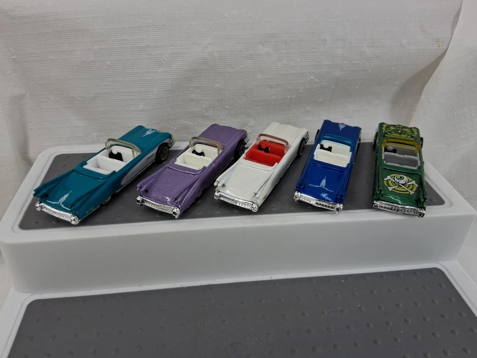 Hot Wheels 1959 Cadillac Eldorado Convertible Lote de 5 Blanco Azul Verde Die Cast Foto 2 de 4
