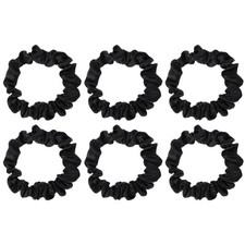 Xinjoduz 6 PCS Mulberry Silk Scrunchies for Hair Sleep, Small Black Hair Ties No