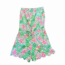 Lilly Pulitzer Jace Strapless Romper - Surf Blue XS Scalloped Shorts Beachy