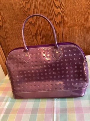 Arcadia Italian purple Embossed Beautiful Patent Leather Handbag. Made in Italy.