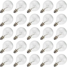 Clear Globe G40 Replacement Bulbs for Outdoor String Lights 5w 120v | 25 Pack