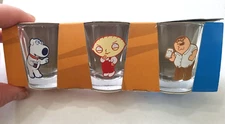 2008 FOX FAMILY GUY STEWIE BRIAN PETER SET OF 3 SHOTGLASS  ICUP