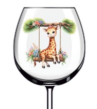 12x Giraffe Schaukel Blume Bunt Weinglas Flasche Becher Vinyl Aufkleber Aufkleber